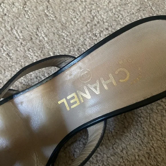 CHANEL slide block heel sandals sz37 - Picture 5 of 8